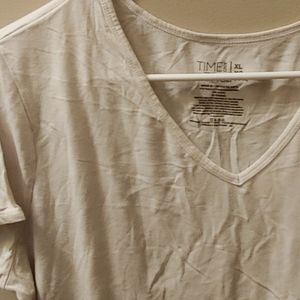 V-neck White T